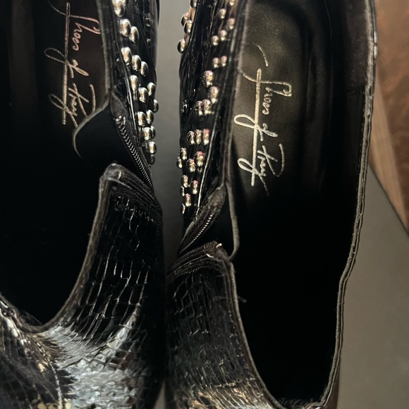 Snakeskin genuine leather hot pink studded booties - Picture 5 of 5